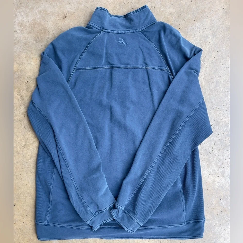 Tommy Bahama Sweatshirt Men's Large Blue 1/4 Zip Pullover Casual Logo